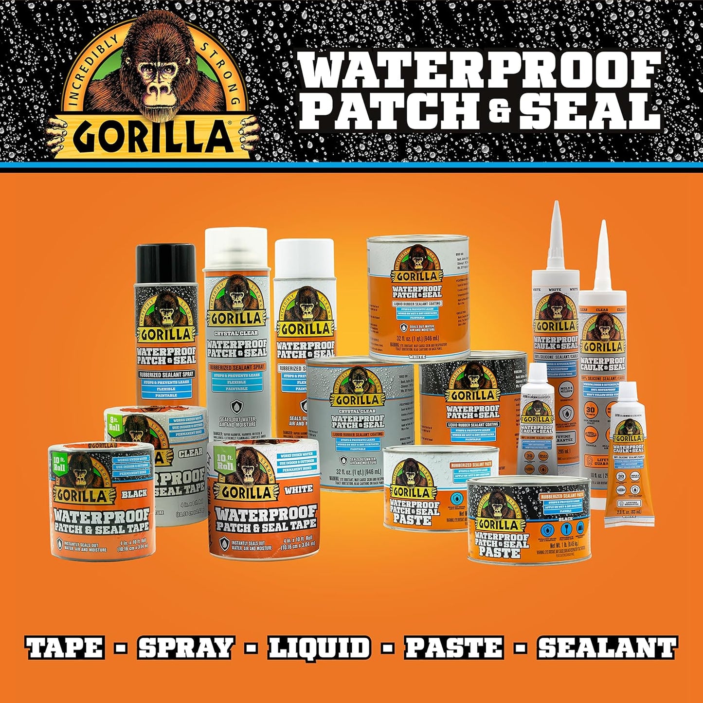 Gorilla Waterproof Patch & Seal Liquid Rubber Sealant, Crystal Clear, 32Oz (Pack of 1)