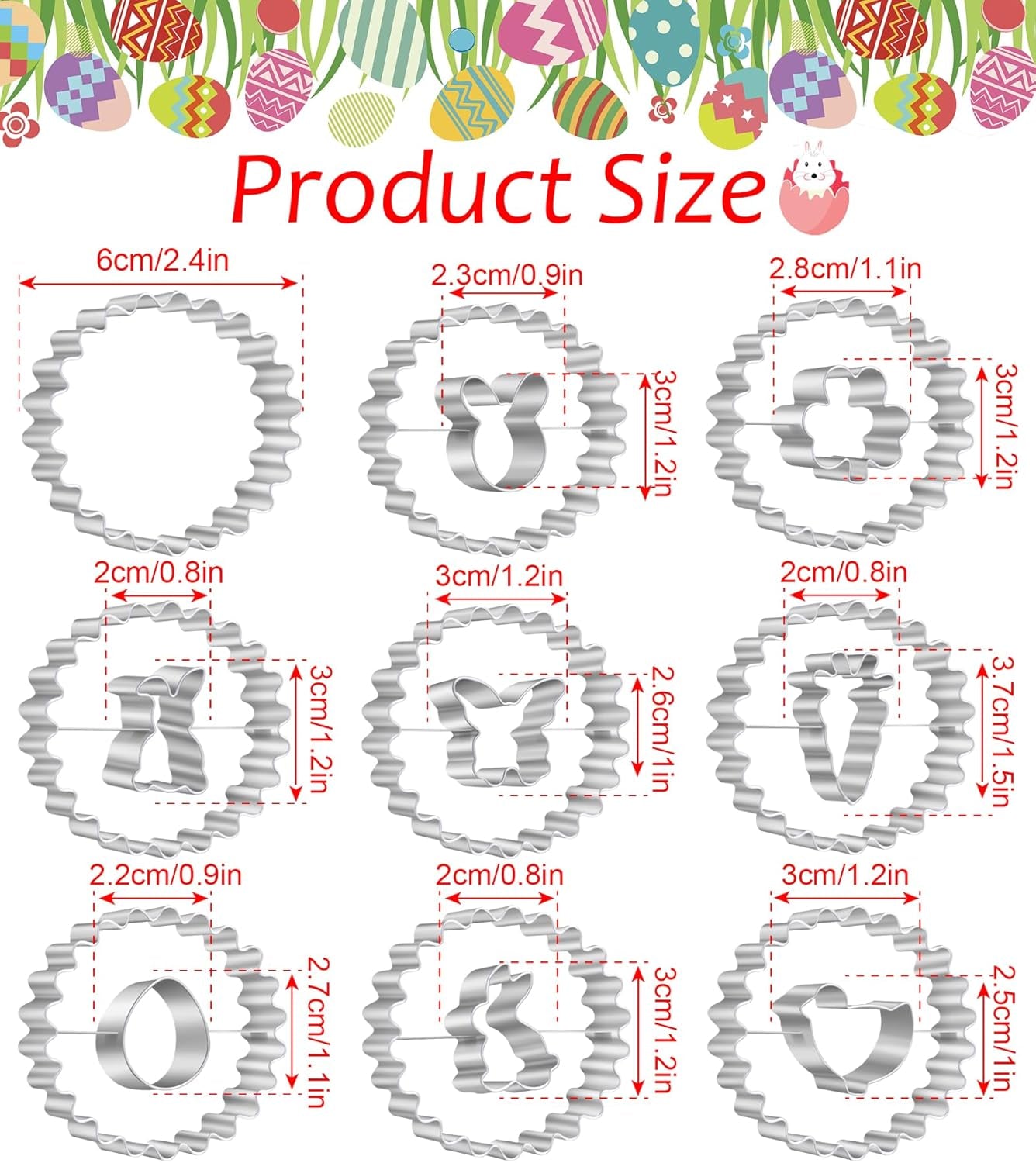 Easter Cookie Cutters for Kids 9 Pcs, Nifogo Mini Linzer Cookie Cutter Set, Stainless Steel Holiday Biscuit Cutter, Egg, Bunny, Chick, Shamrock, Carrot, Butterfly Shapes
