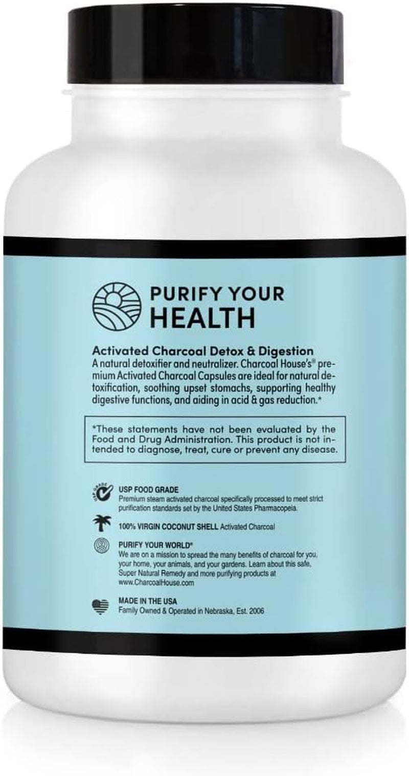 Activated Charcoal Capsules for Adults | Natural, Vegan, Non-Gmo & Gluten Free | USP Charcoal Pills for Stomach Cleanse, Healthy Digestion, Gas & Nausea | USP Medical Grade | 125 Ct.