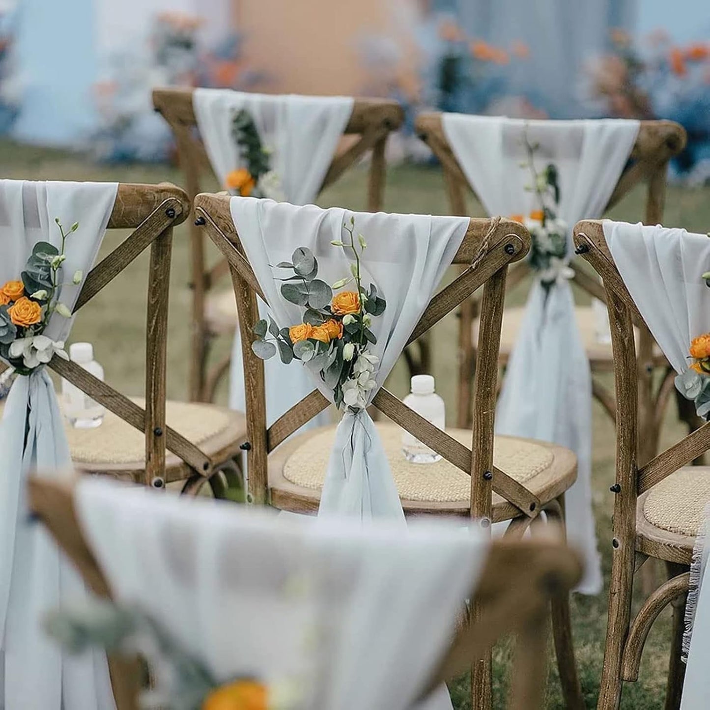 YAWALL Chiffon Table Runner Dusty Grey 10Ft,29X120 Inches Romantic Wedding Table Runners Sheer Bridal Party Decorations