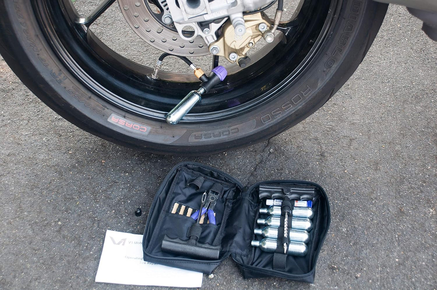 CO2 Motorcycle, ATV, UTV Flat Repair Kit Tubeless Tire Repair Kit