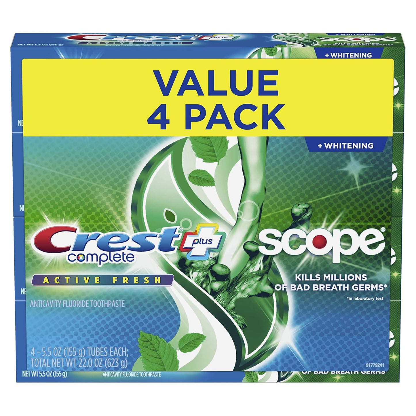 Crest Complete Active Fresh + Whitening Toothpaste, 5.5Oz (Pack of 4)