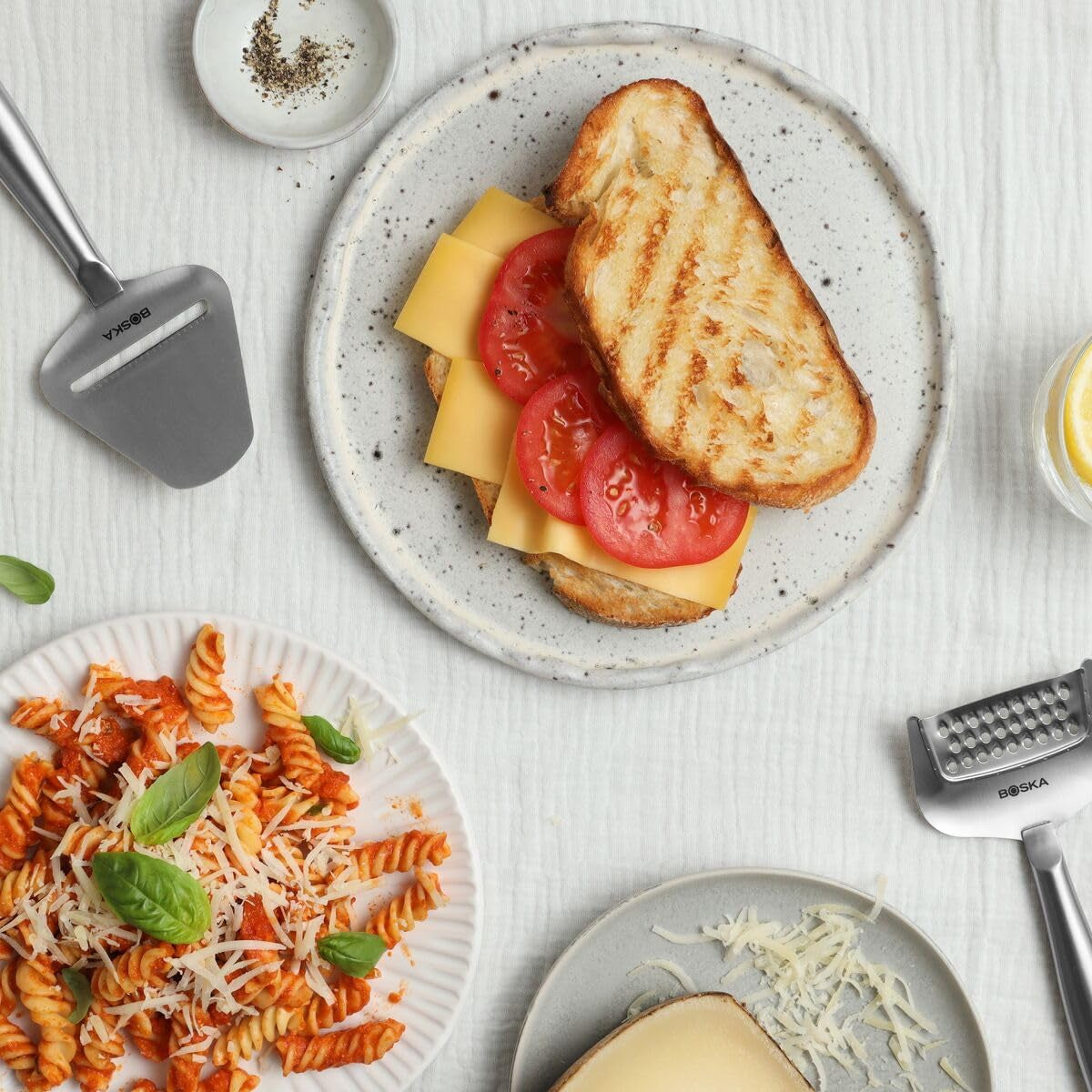 Boska Stainless Steel Cheese Slicer - Copenhagen for All Types of Cheese - Multi-Functional Cheese Slicer - Handheld Slicer - Silver Non-Stick - Dishwasher Safe - for Kitchen Cooking