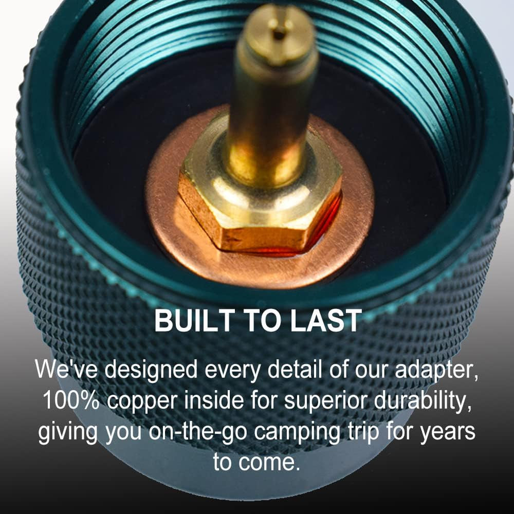 Propane to Butane Adapter Camping Stove Adapter Gas Converter 16 Oz Propane Tank Input EN417 Valve Output Camp Fuel Refill Adapter for Outdoor Backpack Hiking (Dark Green X 1 Pack)