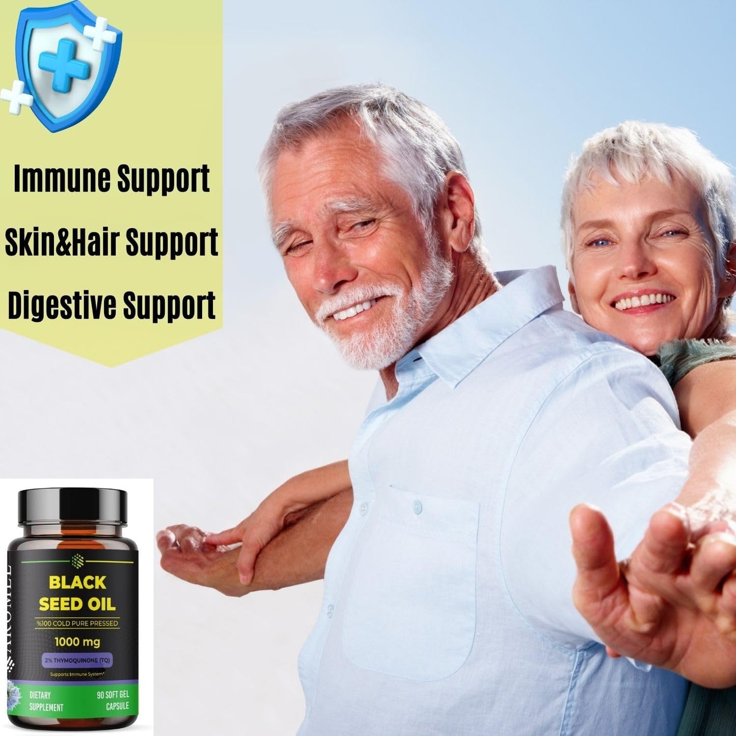 Black Seed Oil Capsules, 90 Days Supply, 2% Thymoquinone, Non-Gmo, Gluten Free, Cold Pressed Black Cumin Pills, Nigella Sativa Supports Immune System, Joints, Hair Growth, Skin