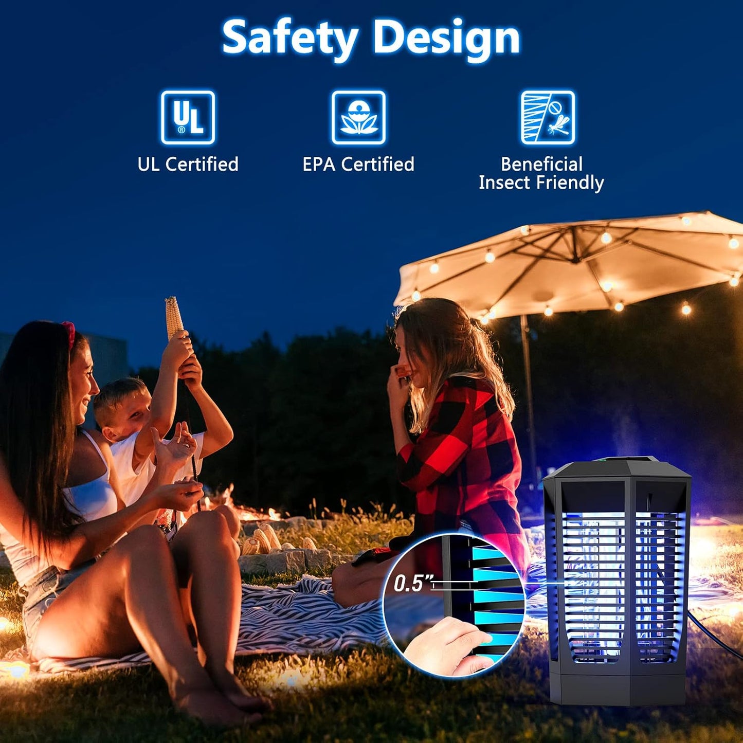 Bug Zapper Outdoor Indoor, 4200V High Powered Mosquito Zapper with Dusk to Dawn Light Sensor, 18W Electric Bug Mosquito Zapper Killer up to 2300 Sq Ft for Patio Garden Home Kitchen