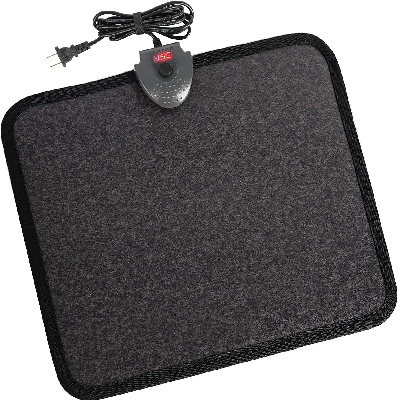 Heated Floor Mat under Desk for Foot Warmer - Wider 110V Adjustable Temperature Electric Space Heaters Heating Pad - Carbon Crystal & Energy Saving Feet Warmers for Office,Home (Black Gray)