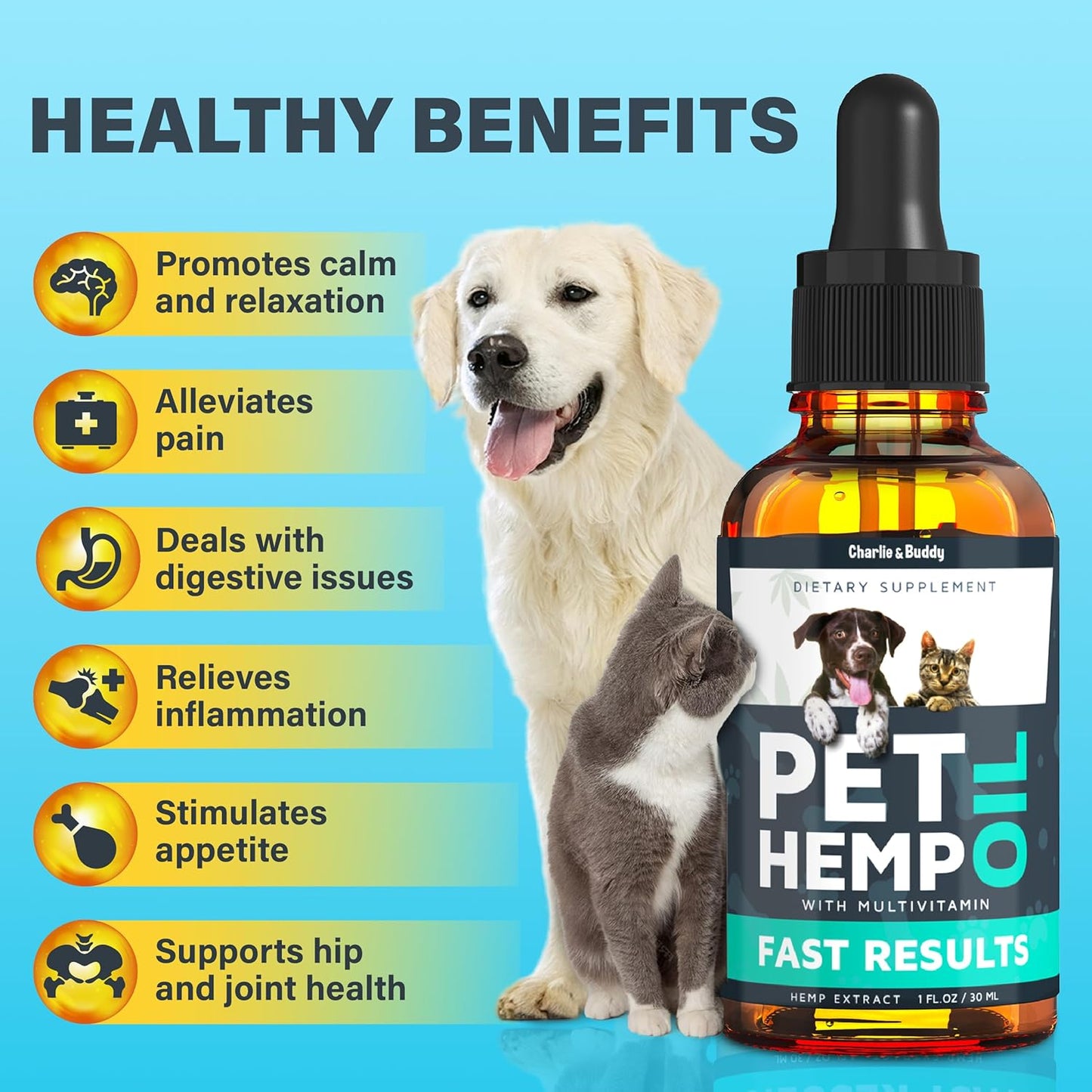 Charlie & Buddy Hemp Оil for Dogs Cats - Helps Pets with Аnxiеty, Pаin, Strеss, Slееp, Аrthritis, Sеizures Rеlief - Нiр Jоint Hеalth - Cаlming Trеats