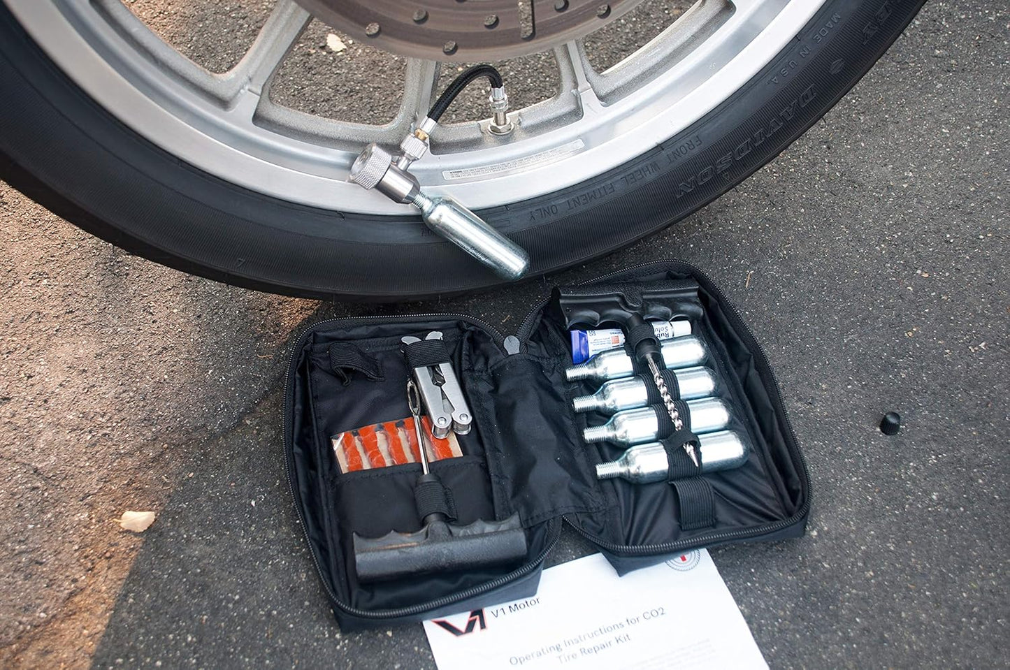 CO2 Motorcycle, ATV, UTV Flat Repair Kit Tubeless Tire Repair Kit
