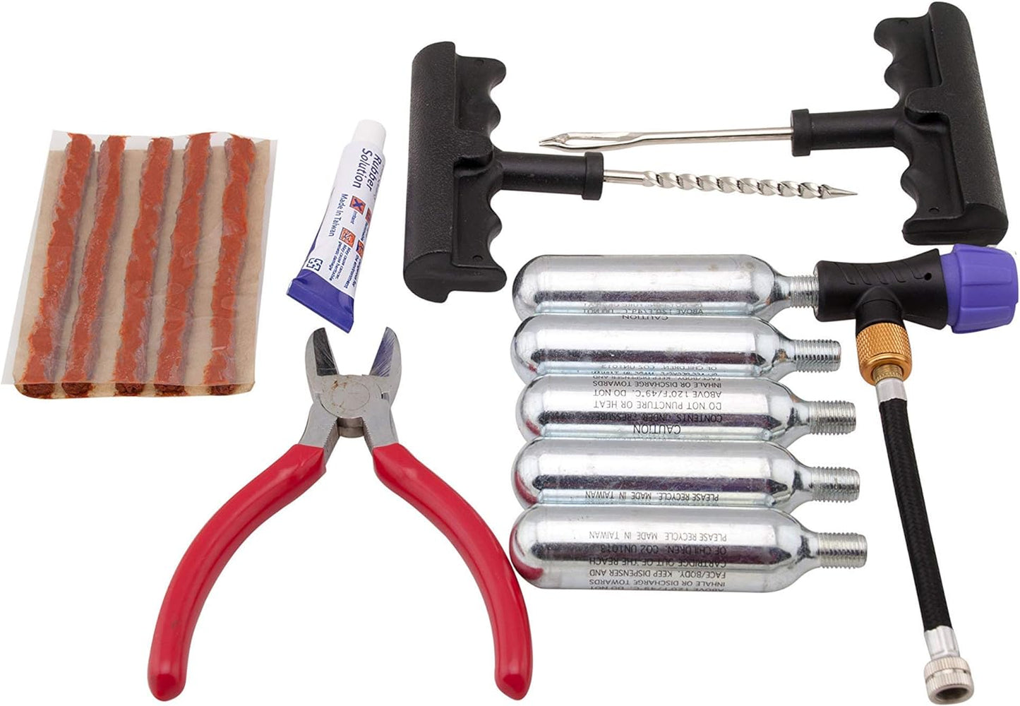 CO2 Motorcycle, ATV, UTV Flat Repair Kit Tubeless Tire Repair Kit