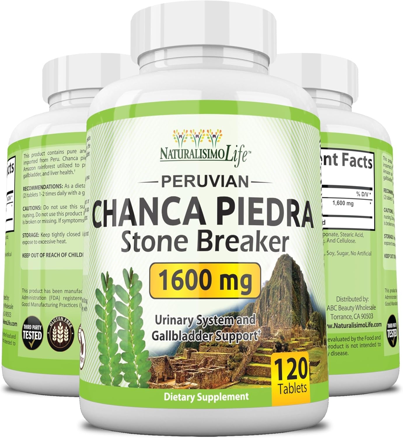 Naturalisimolife Chanca Piedra 1600 Mg - 120 Tablets Kidney Stone Crusher Gallbladder Support Peruvian Chanca Piedra Made in the USA
