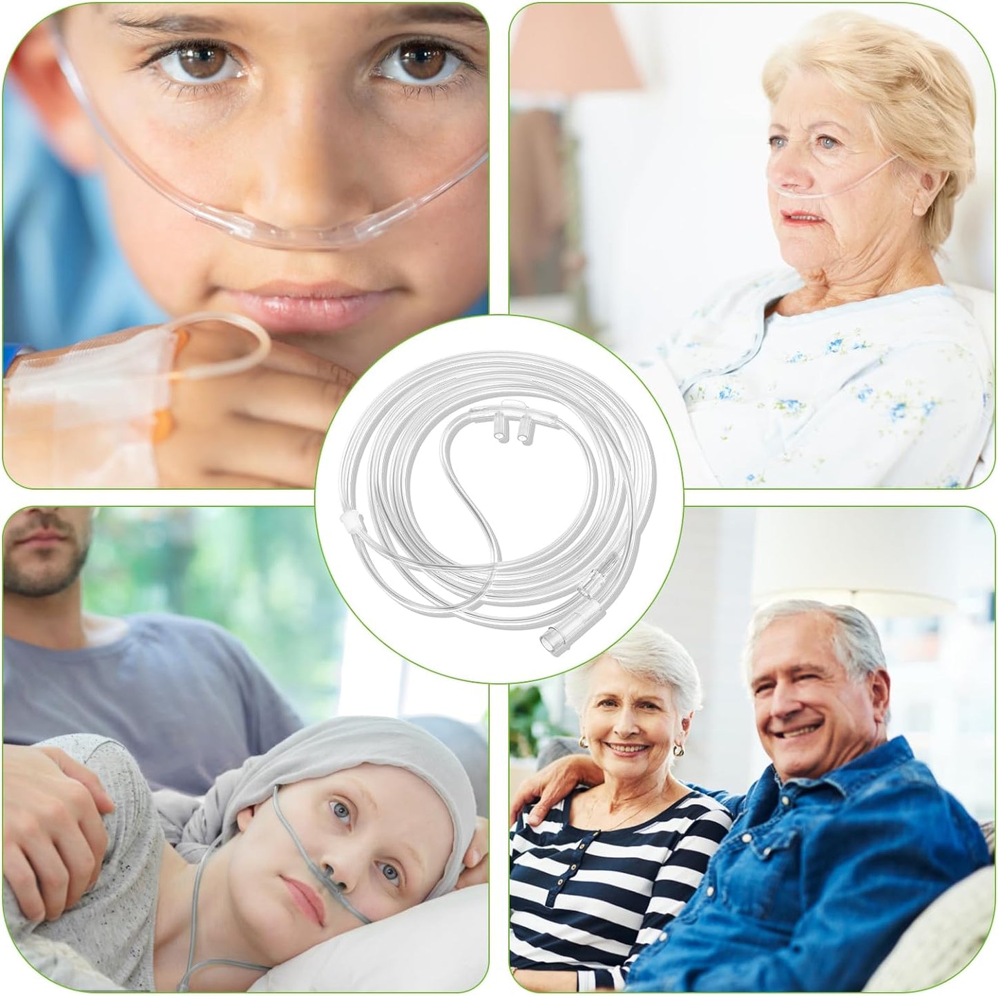 Adult Soft Nasal Oxygen Cannula Kit(10 Pack) - 7-Ft Nasal Tubing for Oxygen, Included 5PCS Nasal Cannula Oxygen Tubing & 5PCS Tubing Connectors, Standard Connector