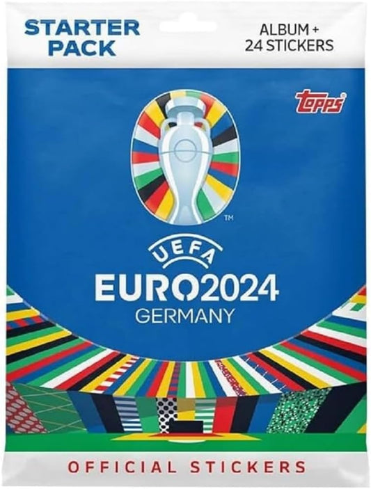 Topps Official Euro 2024 Sticker Collection - Starter Pack - Contains 24 Stickers and an 88 Page Album.