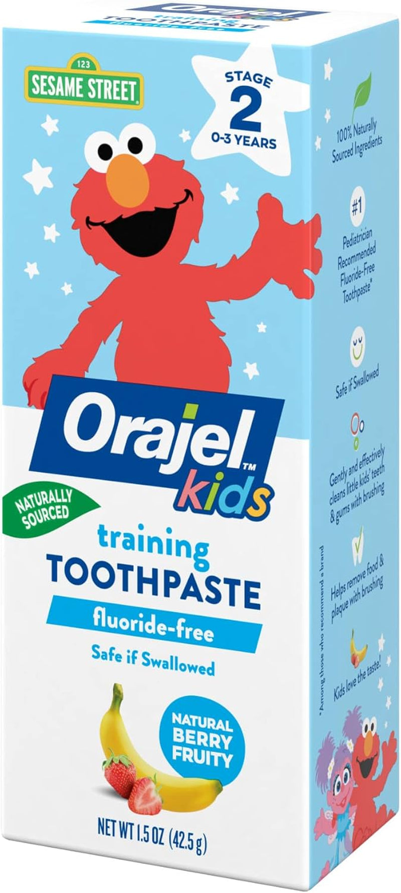 Orajel Kids Elmo Training Toothpaste Fluoride-Free; #1 Pediatrician Recommended Fluoride-Free Toothpaste*,