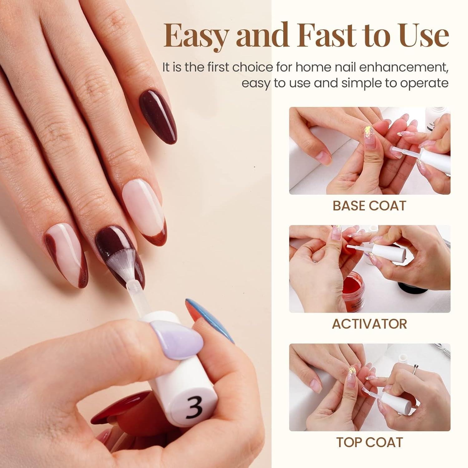 Beetles Dip Powder Gel Liquid Set 0.5Oz/Bot with Base-Top Coat, Activator, and Brush Savor Dipping Powders Essentials Kit (Steps 1-4), Dip Nail Kit Acrylic Nail Manicure