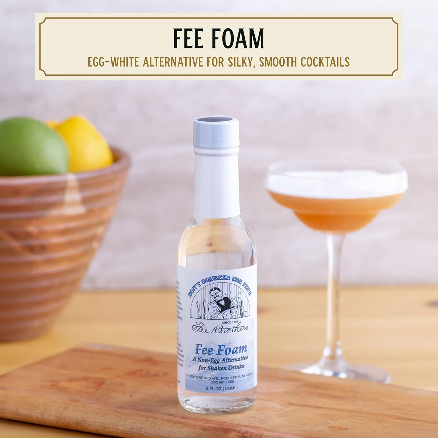 Fee Brothers Fee Foam - Cocktail Foamer and Mixer, Egg Substitute, Vegan-Friendly, Gluten Free, 5 Fl Oz