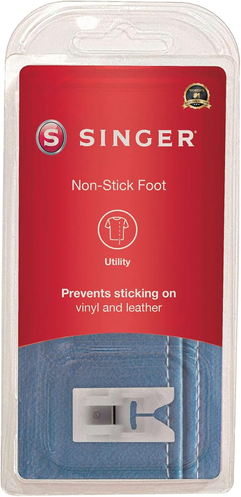 Singer | Non-Stick Foot Snap-On Presser Foot for Low-Shank Sewing Machines, White (2500262)