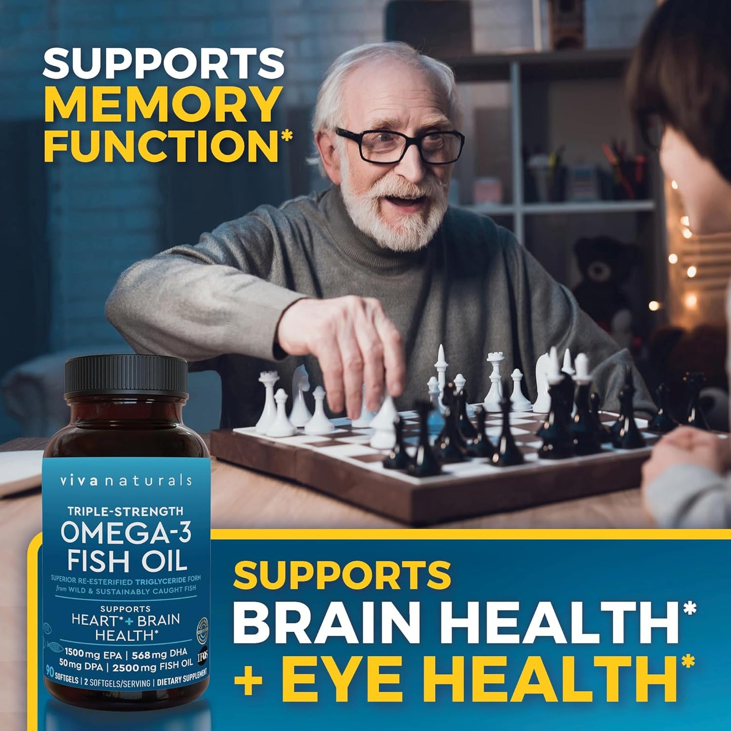 Fish Oil Omega 3 Supplement - 2500 Mg Fish Oil with Re-Esterified Omega 3 Fatty Acid Supplement Including EPA, DHA DPA - 90 Pescatarian-Friendly Softgels