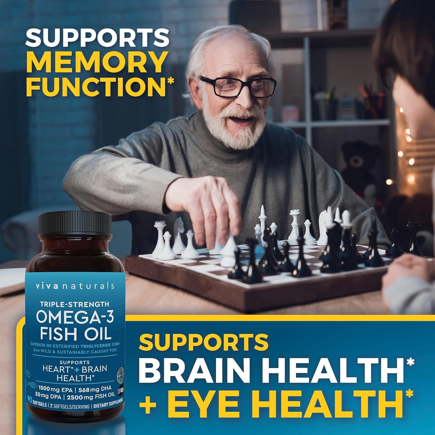 Fish Oil Omega 3 Supplement - 2500 Mg Fish Oil with Re-Esterified Omega 3 Fatty Acid Supplement Including EPA, DHA DPA - 90 Pescatarian-Friendly Softgels