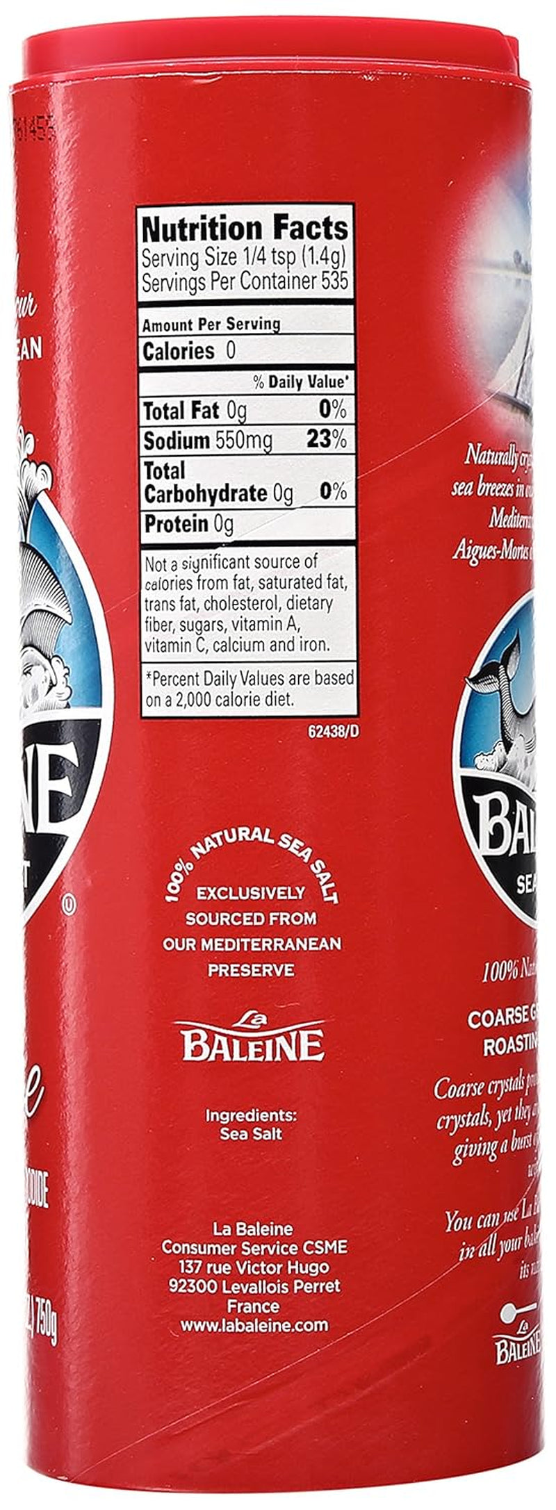 La Baleine Coarse Sea Salt, Canister 26.5Oz