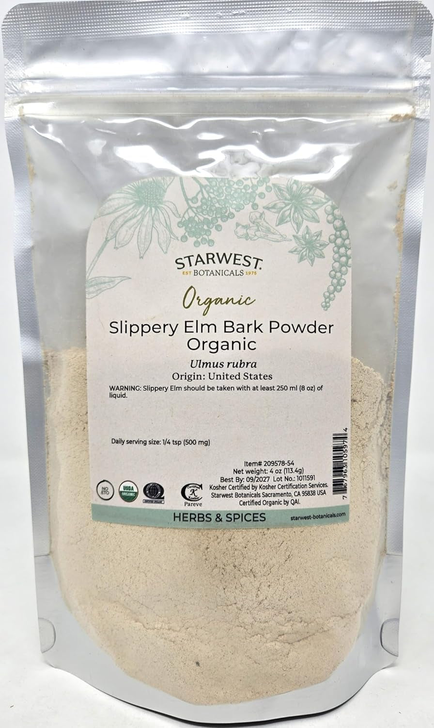 Slippery Elm Bark Pwd Organic -4 Oz