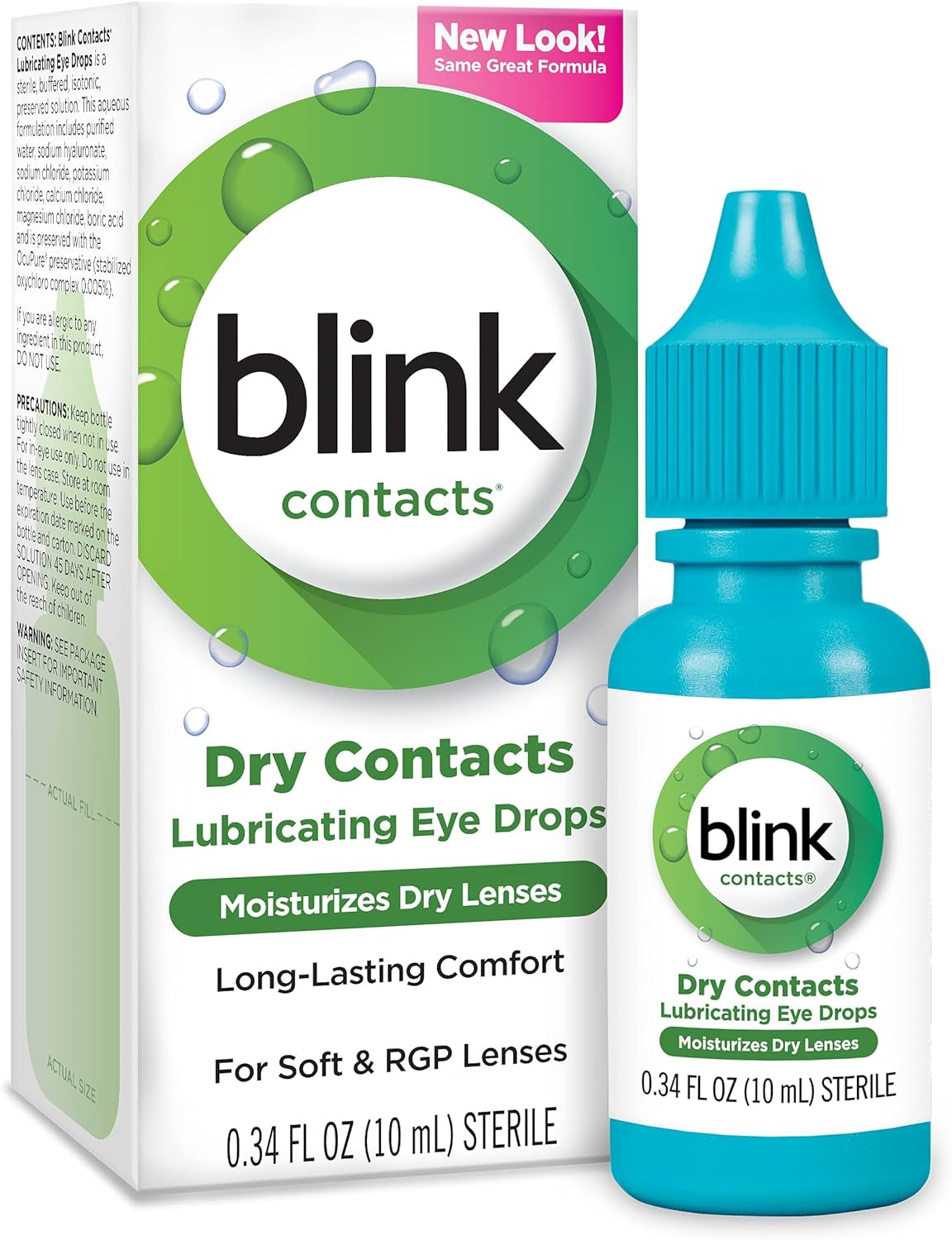 Blink Contacts Lubricating Eye Drops 0.34 Oz (Pack of 4)