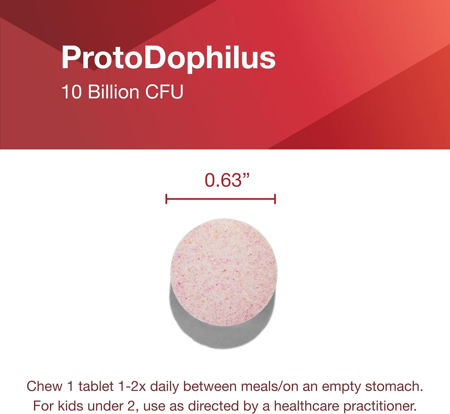 Protocol Chewable Protodophilus - 10 Billion CFU Probiotic - Chewable Tablet for Adults & Kids - for Digestive Health, Detox & Cleanse* - Vegan & Halal - 60 Chewables