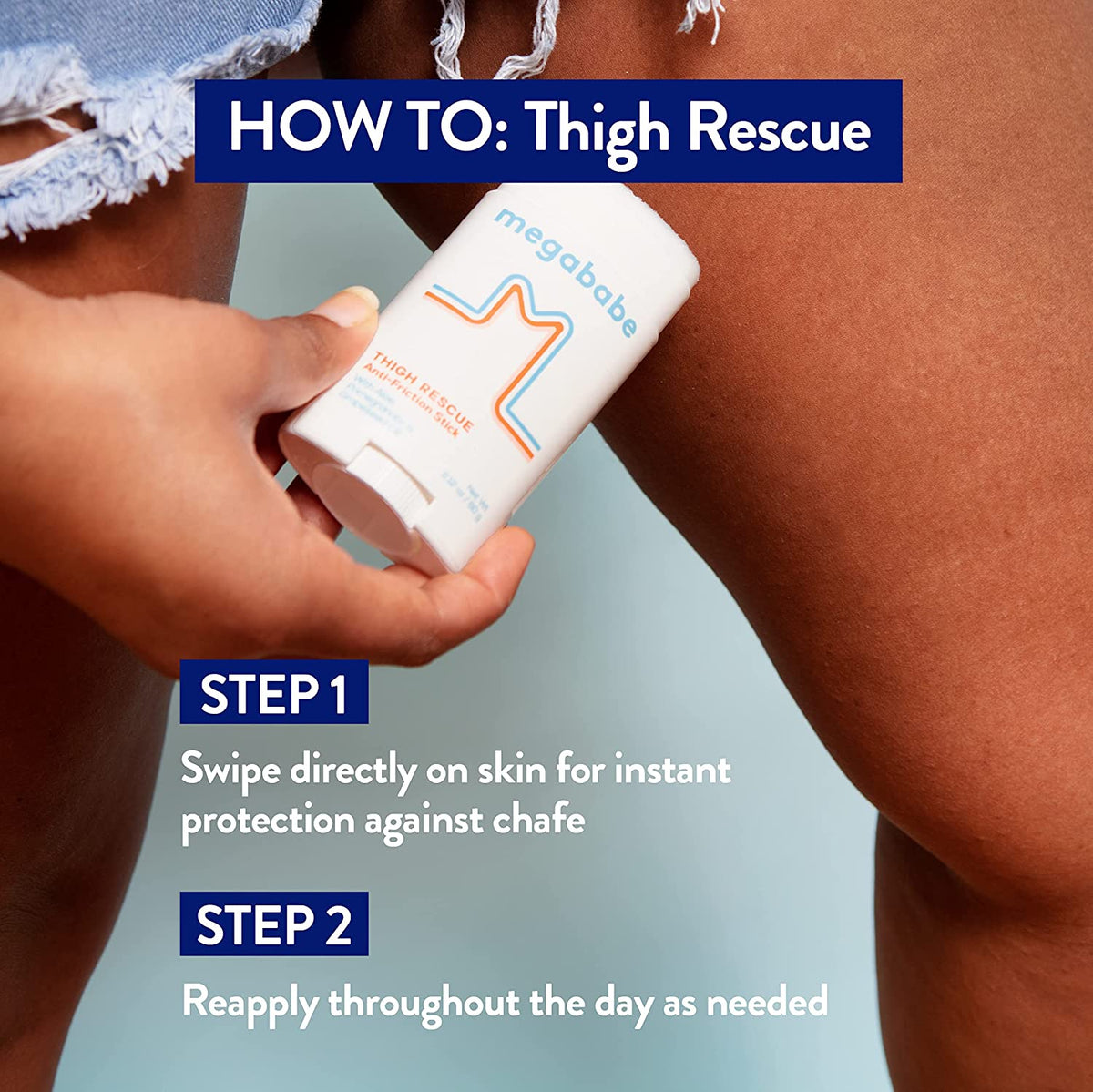 Megababe Thigh Rescue Anti-Chafe Stick | Prevents Skin Chafe & Irritation | Thighs, Arms, Bra-Lines & More