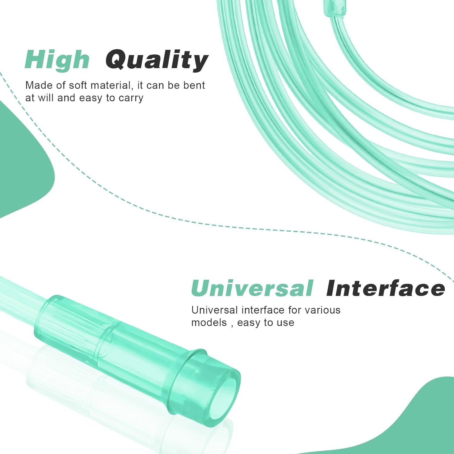 Adult Soft Nasal Oxygen Cannula Kit(10 Pack) - 7-Ft Nasal Tubing for Oxygen, Included 5PCS Nasal Cannula Oxygen Tubing & 5PCS Tubing Connectors, Standard Connector