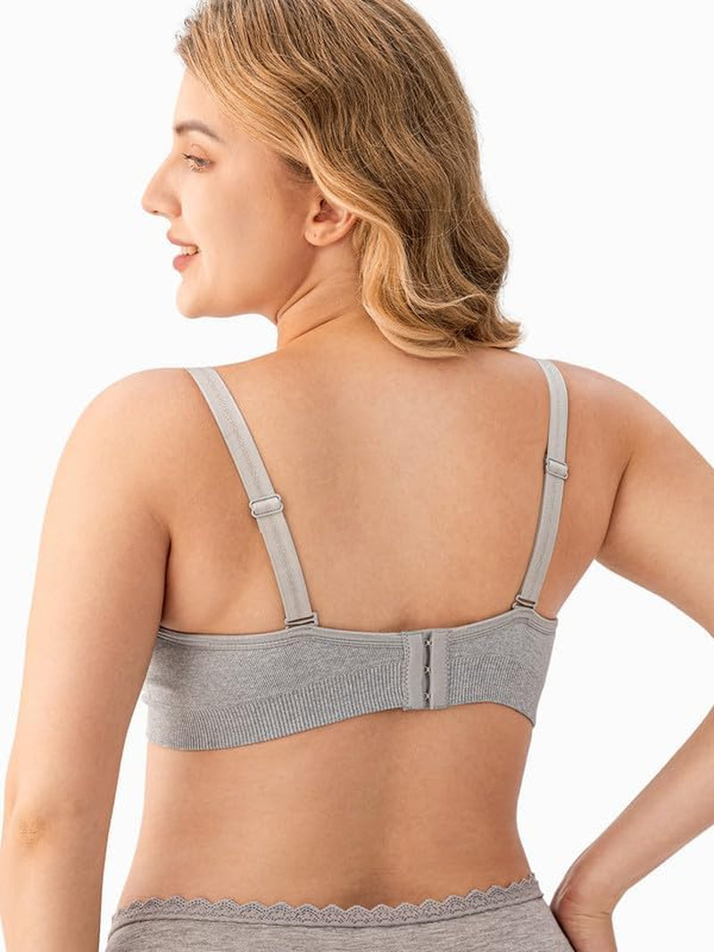 Angelhood Womens Seamless Sleep Nursing Bra,Breastfeeding Maternity Bra with Remove Bra Pads Extenders Pack of 3