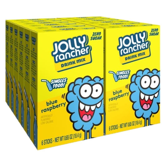 Jolly Rancher Rancher Singles to Go Water Drink Mix, Blue Raspberry, 12 Boxes with 6 Packets Each, 72 Total Servings