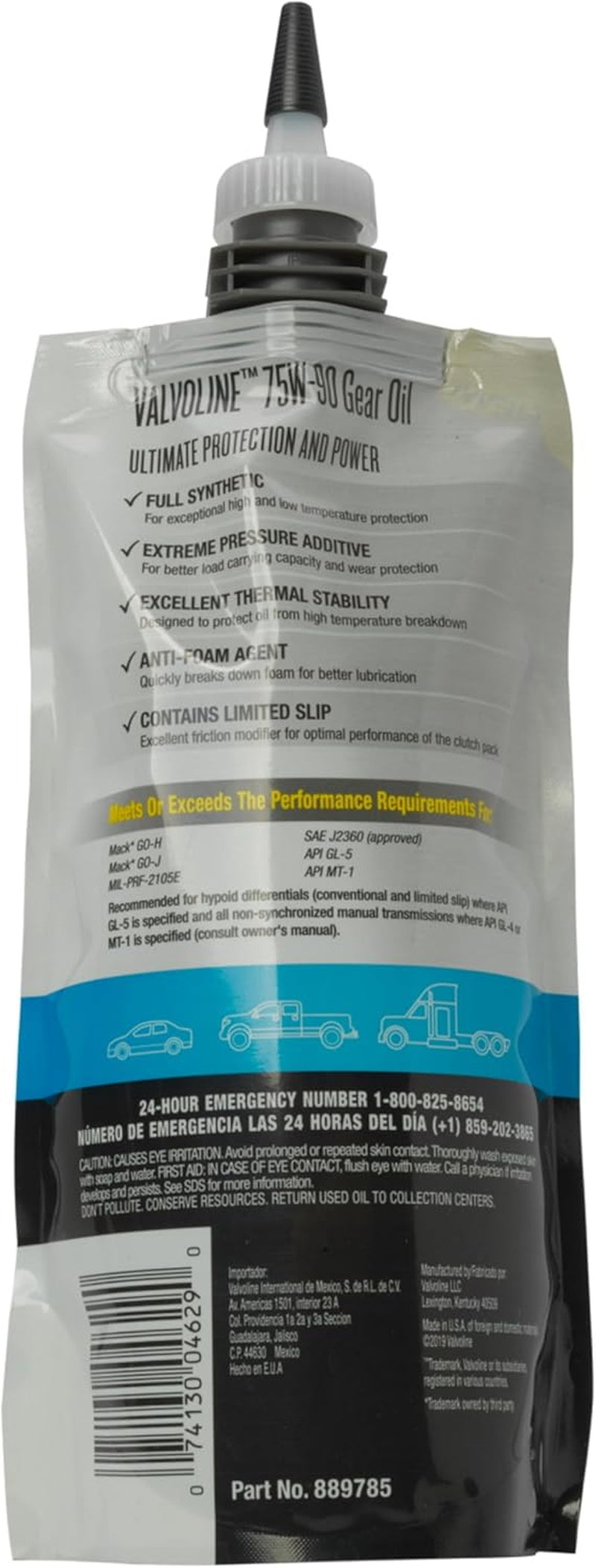 Valvoline Flexfill Full Synthetic SAE 75W-90 Gear Oil 1 QT Pouch