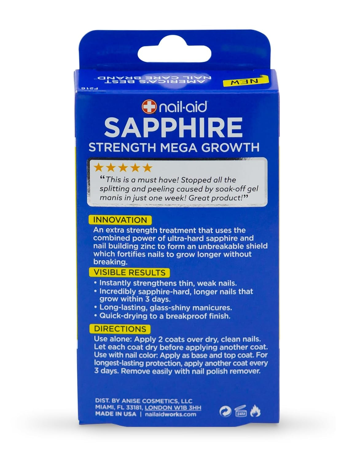 Nail-Aid Sapphire Strengthener & Mega Growth Treatment - Clear, 0.55 Fl Oz