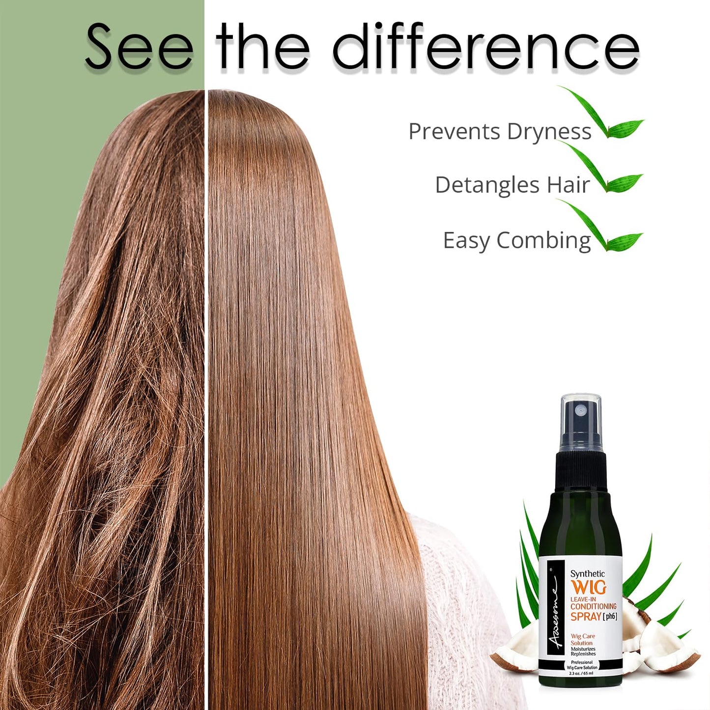 Awesome Synthetic Wig Leave in Conditioner Spray, Ph6, Moisturizes Synthetic Wigs, Travel Size 2.3 Fl Oz