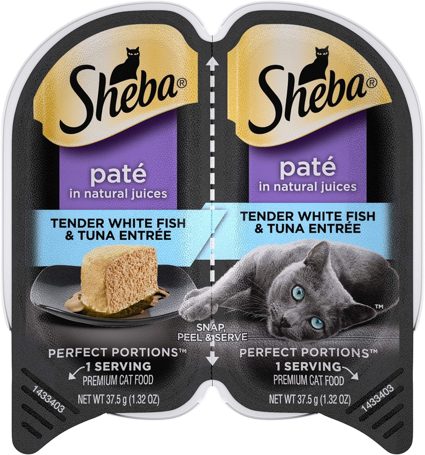 Sheba Wet Food Perfect Portions Paté Wet Cat Food Trays ,Whitefish & Tuna,1.32 Ounce (Pack of 48)