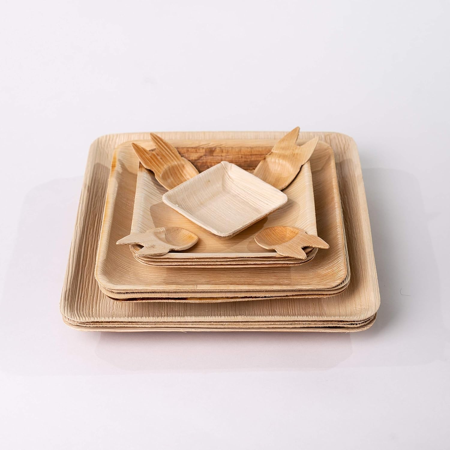 Palm Leaf Plates Bamboo Plates Disposable 8 Inch Square Party - Wood & Bamboo like Eco Friendly Compostable and Biodegradable Plates for Weddings and Events - 25 Pack