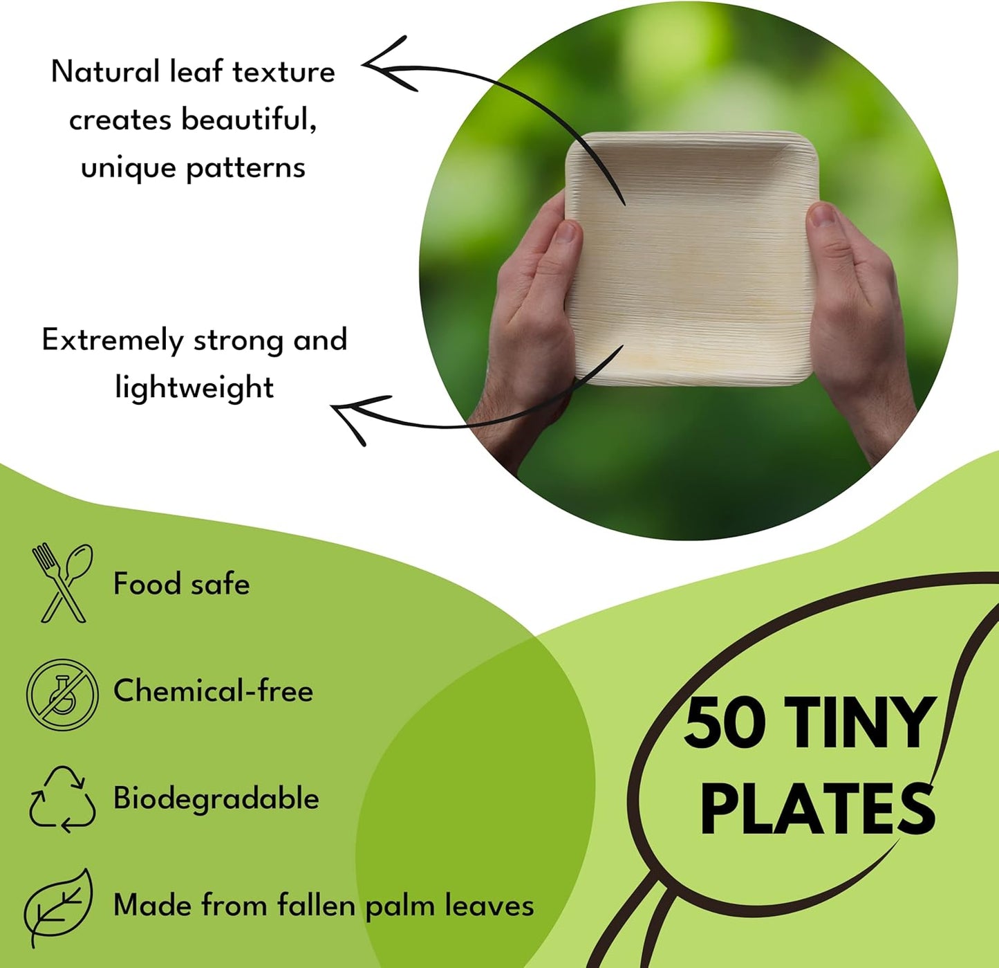 Palm Leaf Plates Bamboo Plates Disposable 8 Inch Square Party - Wood & Bamboo like Eco Friendly Compostable and Biodegradable Plates for Weddings and Events - 25 Pack