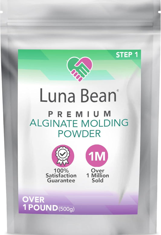 Luna Bean Alginate Molding Powder Refill for Hand Casting Kit - Non-Toxic Alginate Material over 1 Lb (500G) - Perfect for Anniversaries, Birthdays & Family Activities - Hand Mold Kit Couples