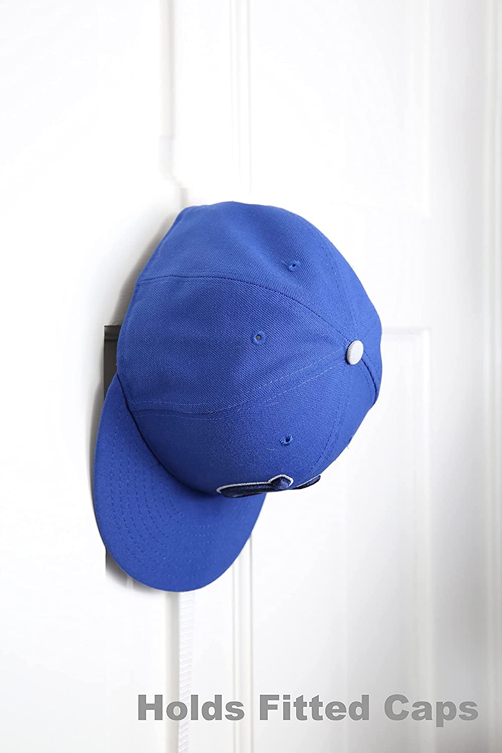 Perfect Curve Hat Organizer Cap Rack FAV | Hat Racks | Hold up to 40 Caps | over Door Organizer for Baseball Hat | Fitted & Adjustable Caps & Visors | Door Slam Proof | 2 Straps | White