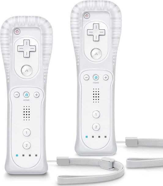 Wii Controller 2 Pack, Wii Remote Controller, with Silicone Case and Wrist Strap, Remote Controller for Wii/Wii U, White