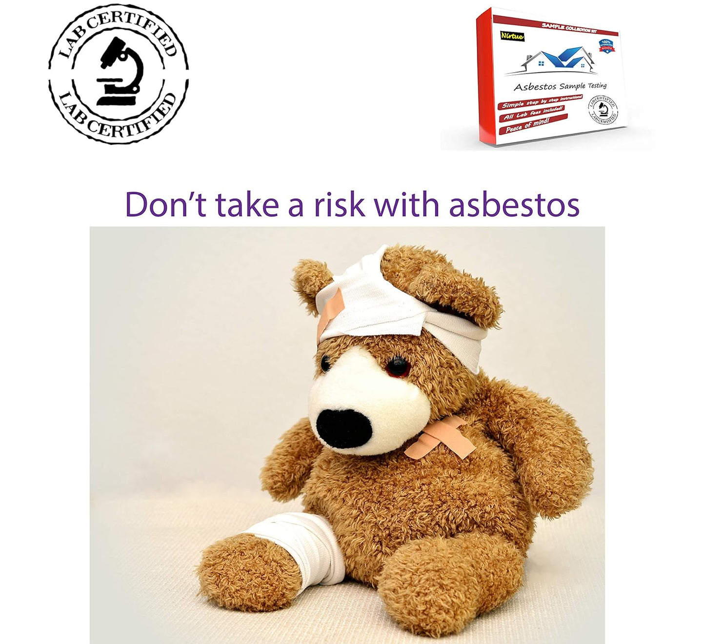 Asbestos Test Kit 1 PK- Includes All Lab Fees - Test Popcorn Ceiling, Tile, Insulation, Adhesive, Mastic, Drywall and Other Materials for Asbestos (72Hr Turnaround)