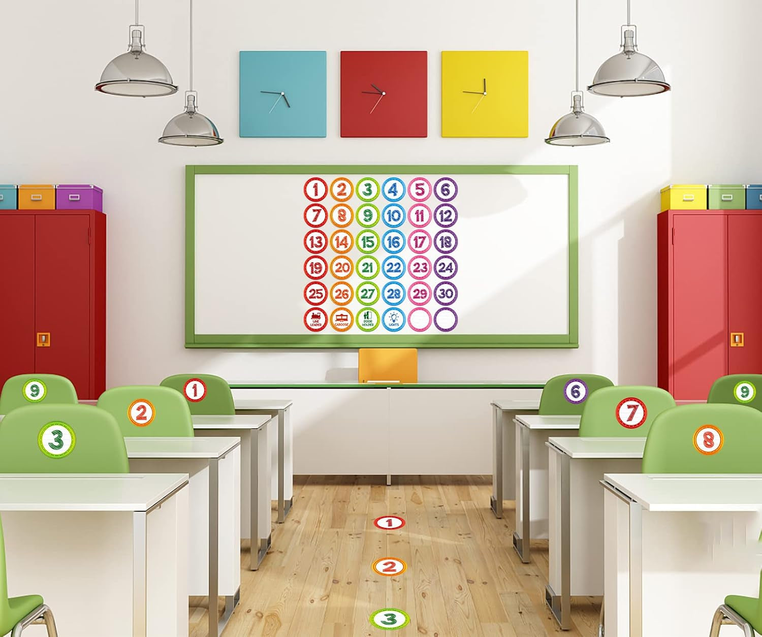 Facraft Line up Spots for Classroom Floor - 36Pcs Classroom Line-Up Stickers Number Spot Stickers Markers for Teacher Kindergarten Preschool Elementary Classroom