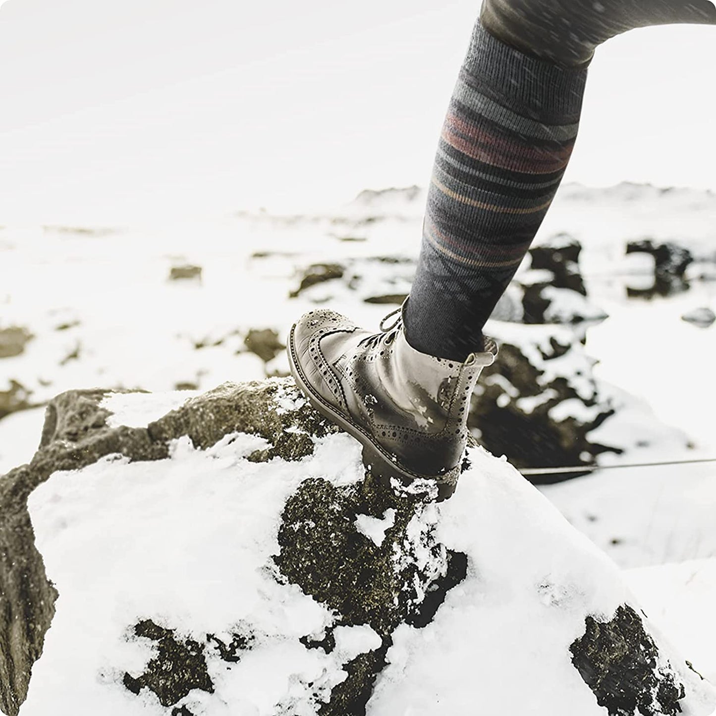 Ski Socks 2-Pack Merino Wool, over the Calf Non-Slip Cuff for Men & Women