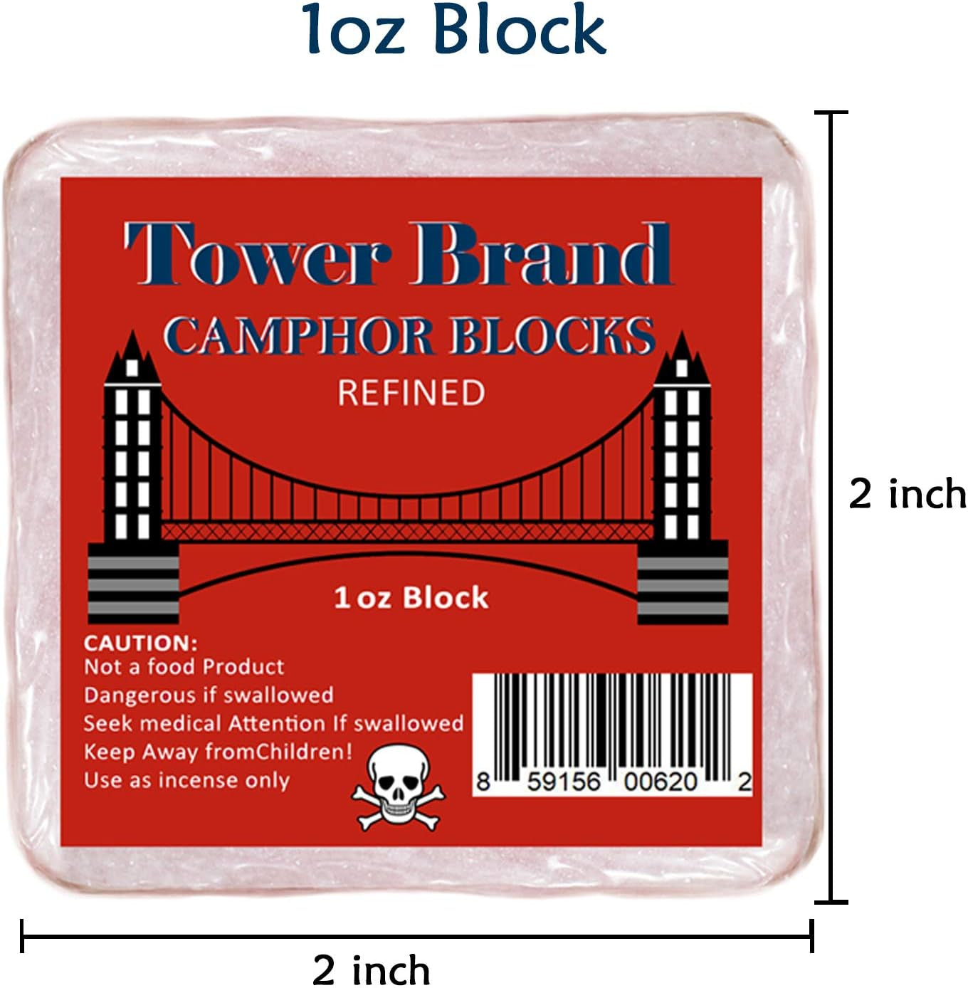 ELP ESSENTIAL Tower Brand Camphor Blocks Refined 1Oz 16 Tablets