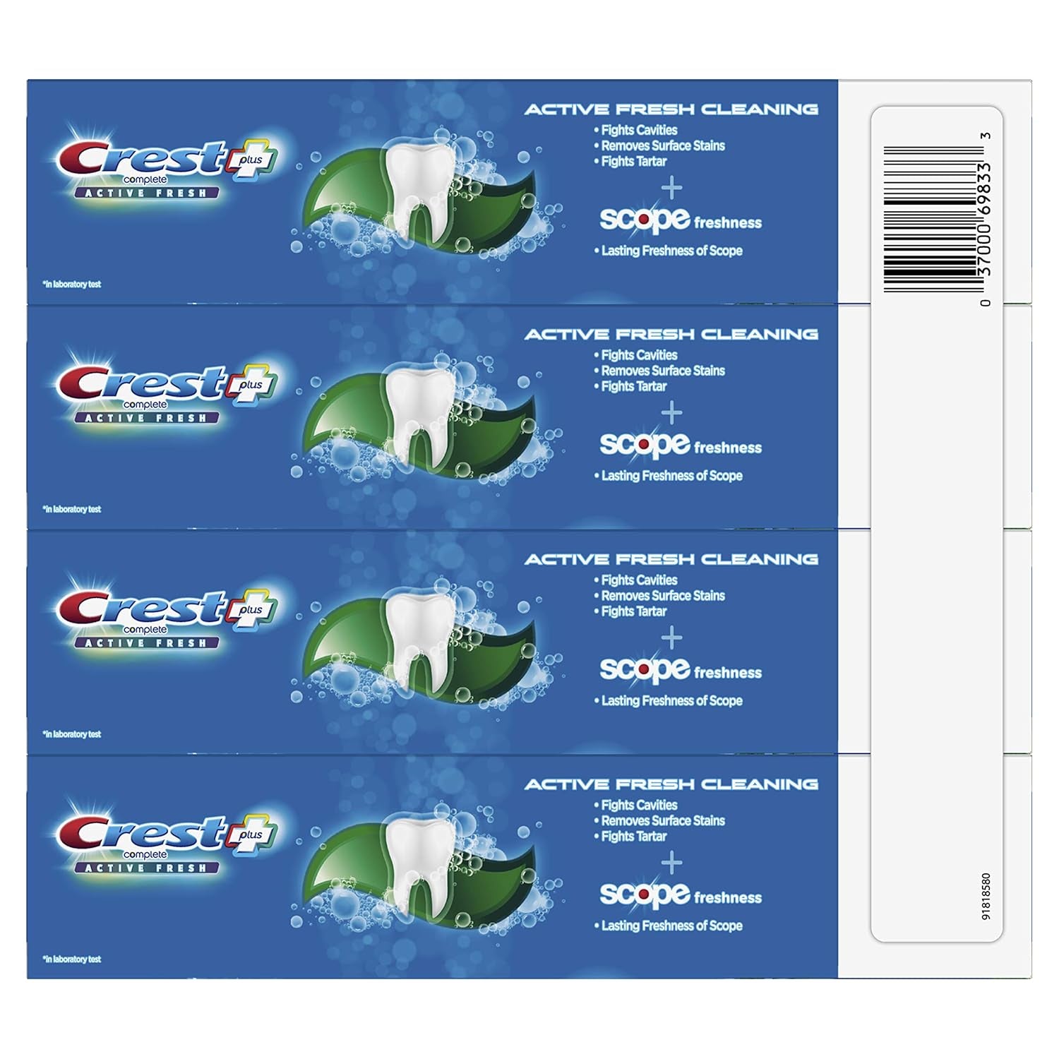 Crest Complete Active Fresh + Whitening Toothpaste, 5.5Oz (Pack of 4)