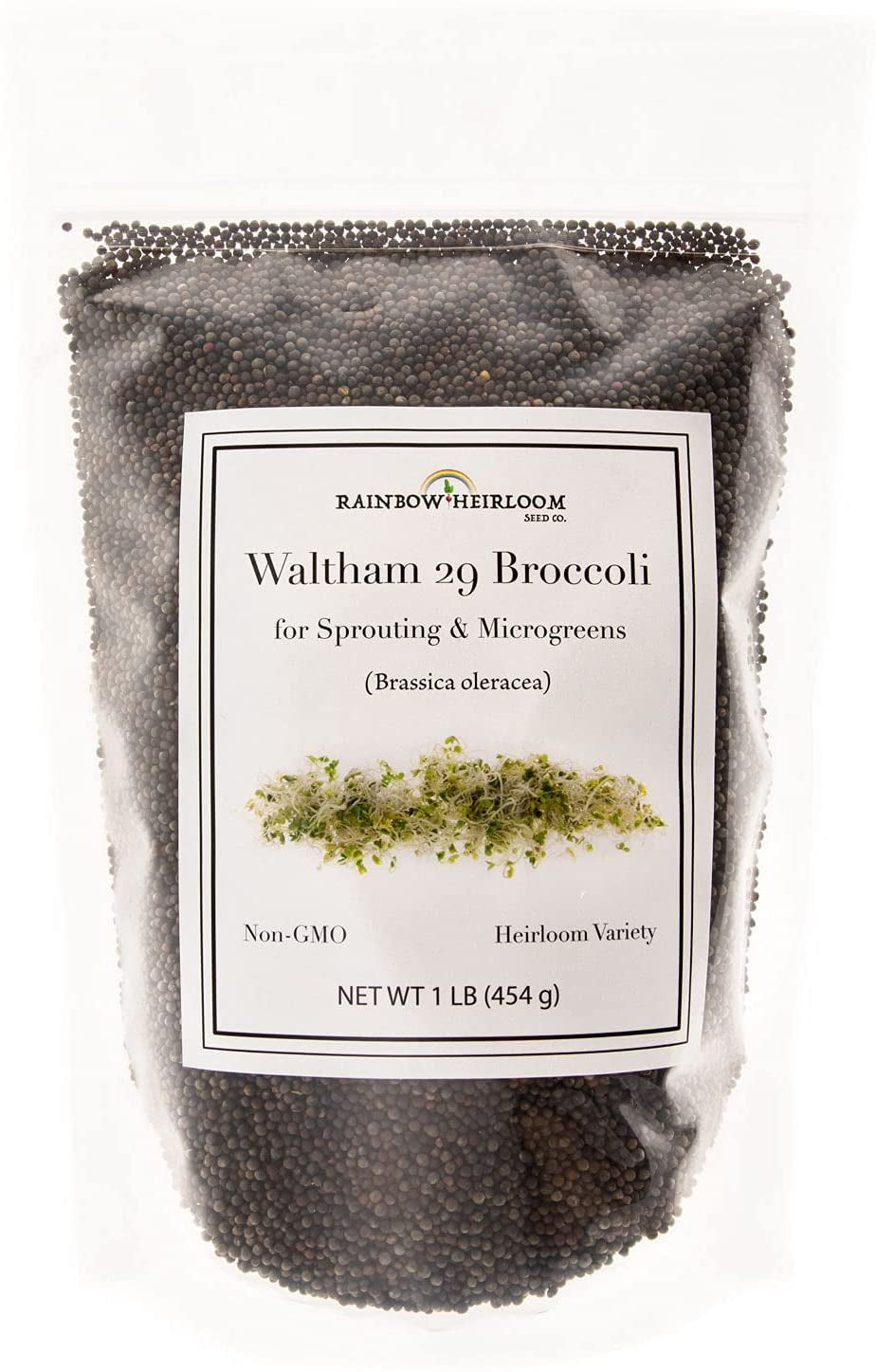 Broccoli Seeds for Sprouting & Microgreens | Waltham 29 Variety | Non GMO & Heirloom Seeds | Bulk 1 LB (16 Oz) Resealable Bag | Rainbow Heirloom Seed Co.