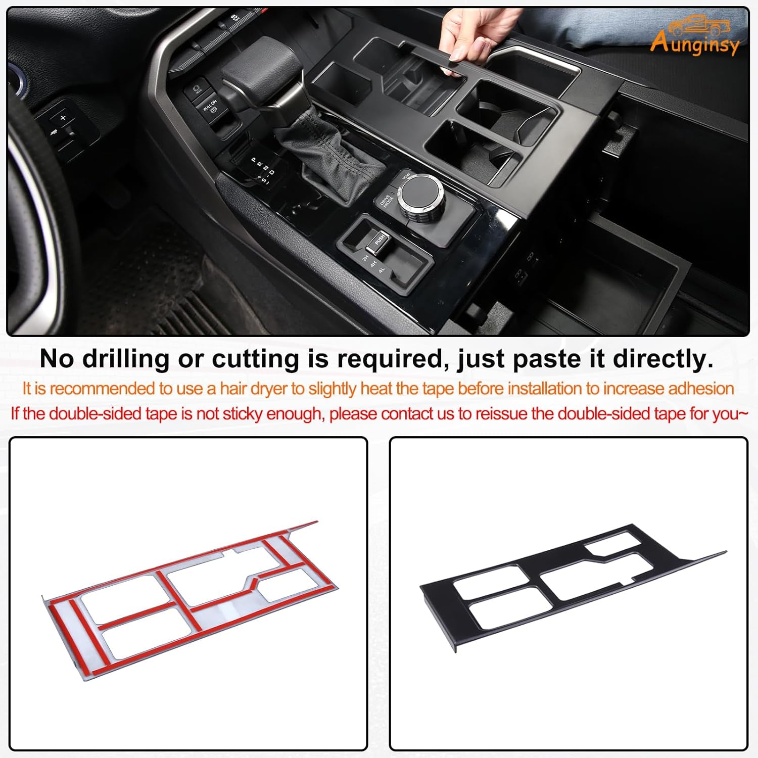 Aunginsy Central Control Gear Shift Panel Trim Cover Compatible with Toyota Tundra/Sequoia 2022-2024 Truck Gear Shifter Console Anti-Scratch Panel Frame Decorative Sticker Protection ABS Accessories
