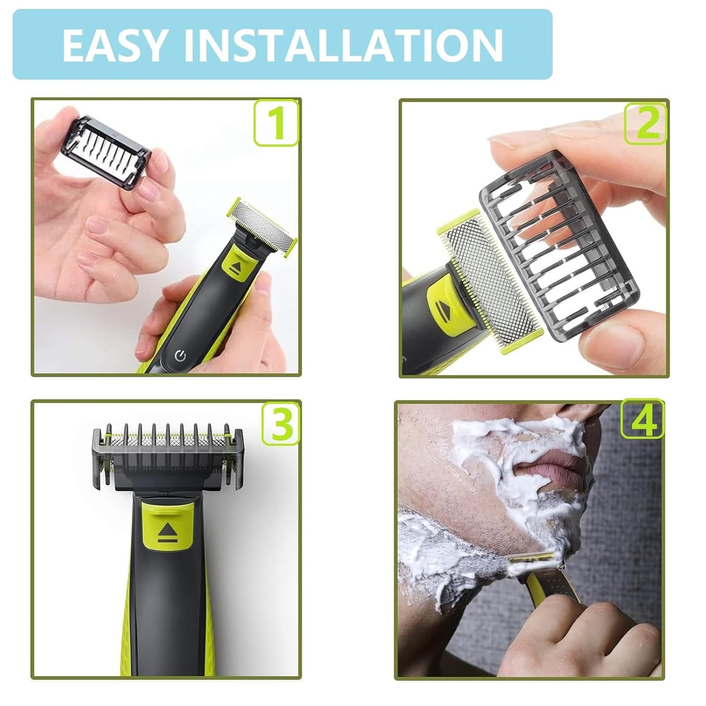 One Blade Guard, Beard Trimmer Guide Comb 1/2/3/5 MM for One Blade Shaver, Adjustable Guide Comb Guard for One Blade Shaver QP2520 QP2530 QP2620 QP2630, Yellow