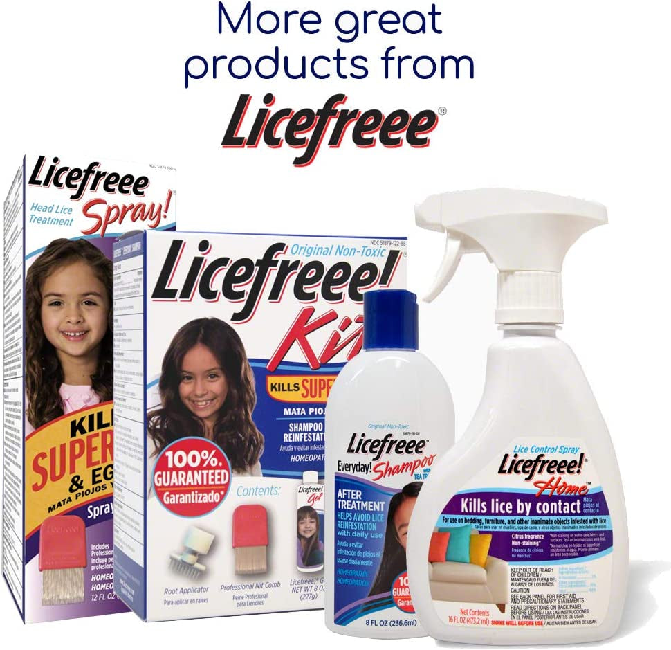 Licefreee Spray, Tec Labs Head Lice Spray, 6 Fl Oz, Includes Professional Metal Nit and Lice Comb, Easy Use Lice Treatments for Kids & Adults, Kills Head Lice, Eggs, Super Lice on Contact