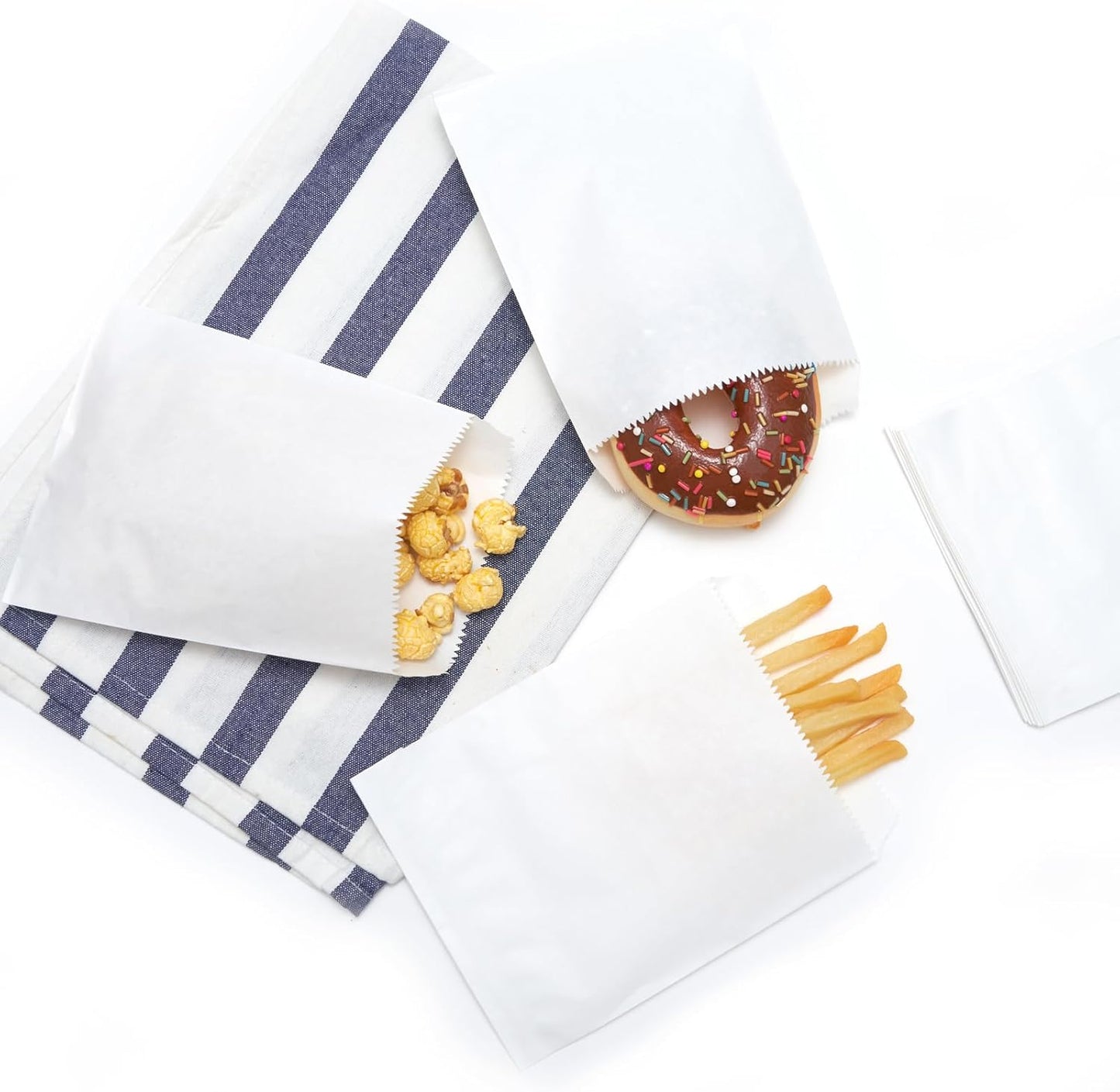 Focciup100-Pack 3X5 Inches White Kraft Paper Treat Bags Flat Favor Bag for Party Small Gift Bag